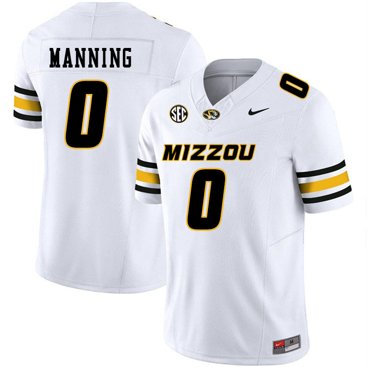 Men #0 Joshua Manning Missouri Tigers College Football Jerseys Stitched-White